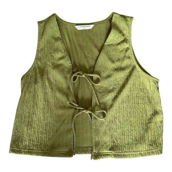 Commense Vest Top Tie Front Green Sleeveless Size S - Picture 4 of 6